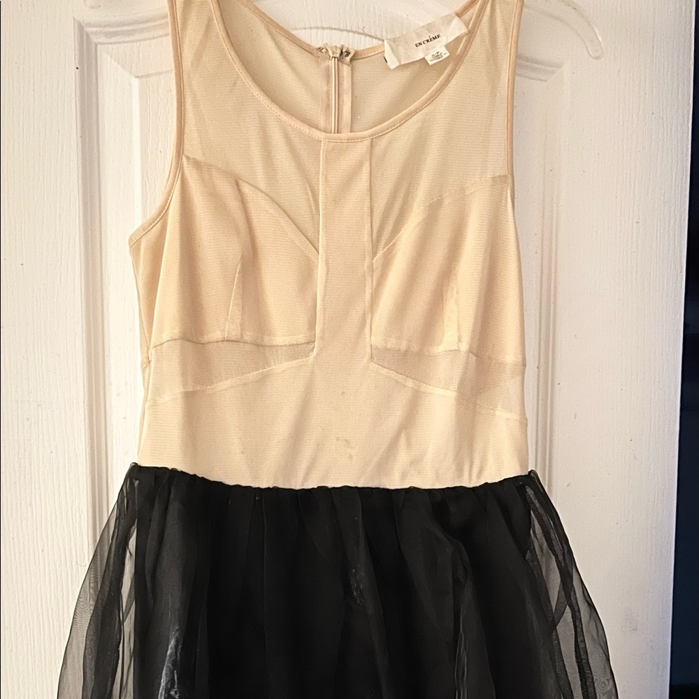 Tan and black dress